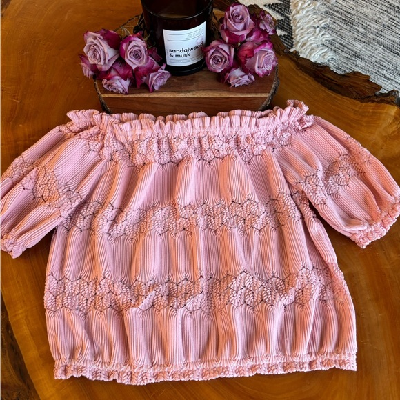 Lynn Ryan Tops - 🌸 Lynn Ryan 🌸 Pink off the Shoulders Smock Top with Balloon Sleeves